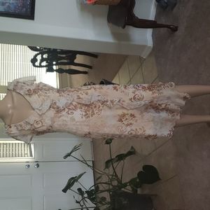 Cdc 6 sheer floral overlay tiered cascading ruffles jagged hem vneck